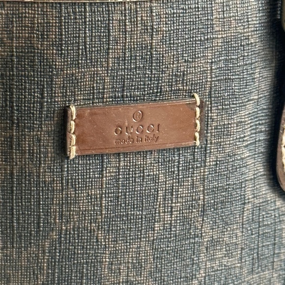 GUCCI GG Pattern Shoulder Hand Tote Bag Vintage PVC Leather Brown Italy AUTHENTI - Picture 6 of 11